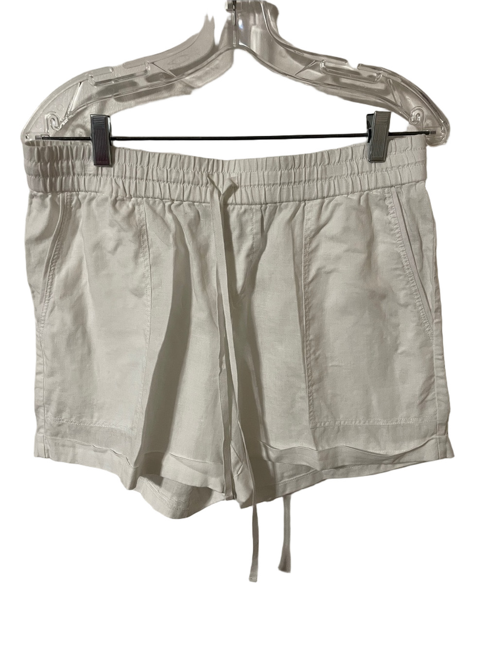 Lord & Taylor White Linen Drawstring Shorts Size 8P